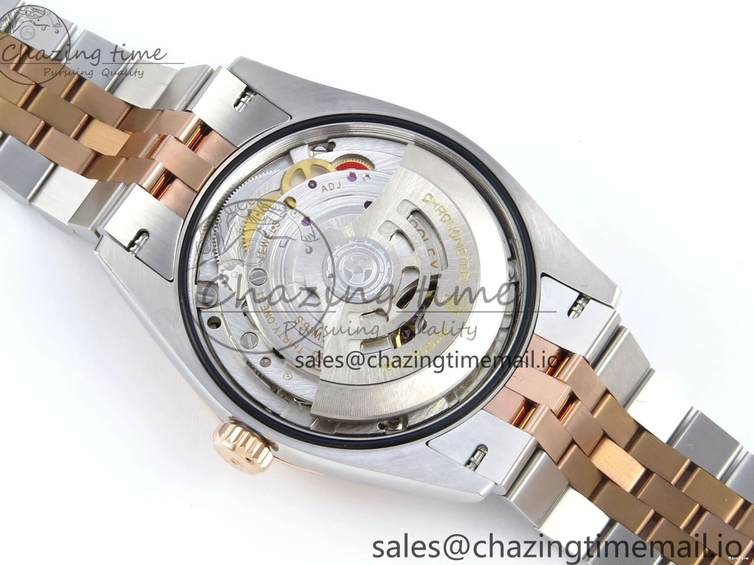 MiroTime 0204 SmoothTexture DateJust 36 126231 EWEF Best Edition Brown Dial Stick Marker on SS RG Jubilee Bracelet A 592